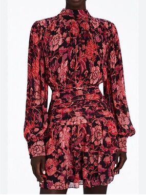 Hemant & Nandita Crimson Ruched Dress